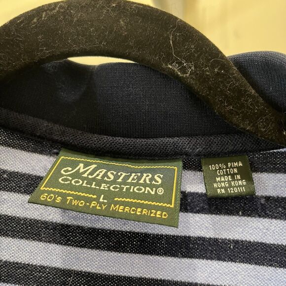 Masters Collection Men’s Large Blue Striped Golf Polo Shirt Pima Cotton Two-Ply - Picture 4 of 8